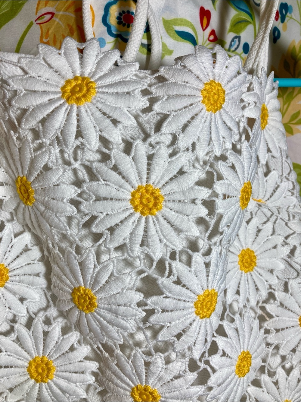 SHEIN White Crochet Daisy Crop Top Size XL - Picture 2 of 5